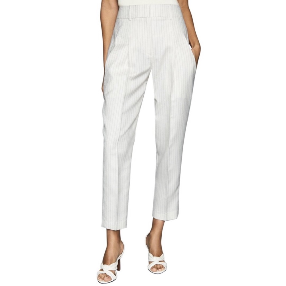 NEW REISS Shelby White Stripe Trouser 0 pants ivory cream